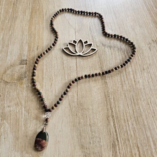 Jaspis („Picasso-Jaspis“) -Mala (1) mit „Picasso-Jaspis“-Anhänger und Armband – Bild 6