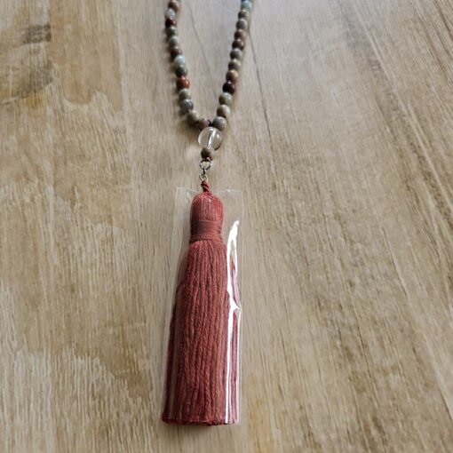 Jaspis („Shoushan-Jaspis") -Mala (2) mit Baumwollquaste: – Bild 6