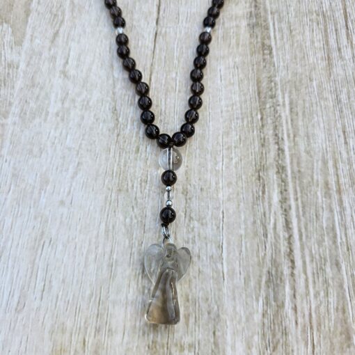 Rauchquarz-Bergkristall-Mala mit Rauchquarz-Engel – Bild 6