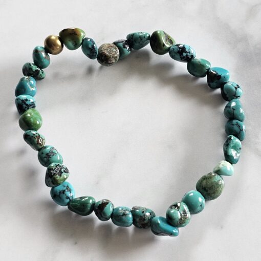 Türkis (Kiesel) -Messing-Mala mit Türkis-Anhänger (Freiform) und 2 Armbändern – Bild 4