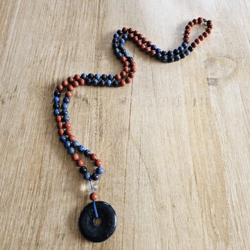 Dumortierit-Jaspis (rot) -Mala (1) mit Dumortierit-Donut und Armband – Bild 6