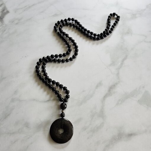 Granat (dunkel) -Mala mit Granat-Donut und Armband – Bild 6