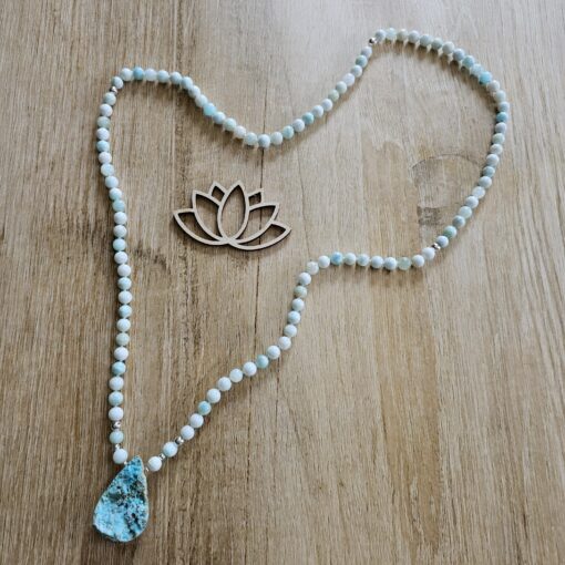 Hemimorphit-Mala mit Hemimorphit-Drusen-Anhänger und Armband – Bild 7
