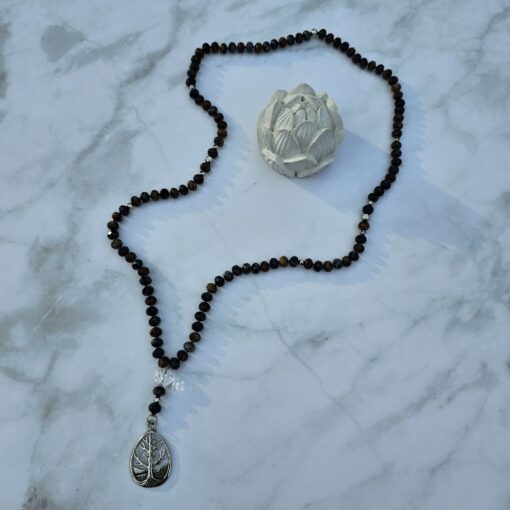 Pietersit (facettierte Rondelle) -Mala mit Edelstahlanhänger und Armband – Bild 7