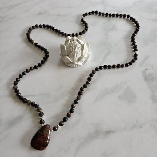 Pietersit-Mala (1) mit Pietersit-Anhänger (Freiform) und Armband – Bild 7