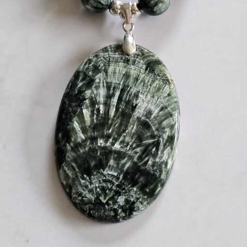 Seraphinit-Mala (2) mit Seraphinit-Anhänger (Oval) – Bild 7