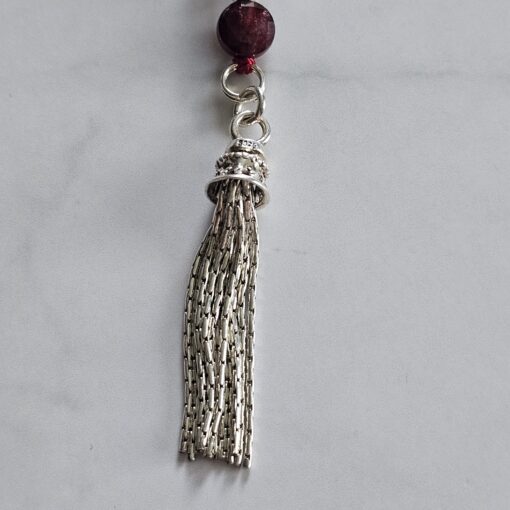 Granat (facettiert) -Mala mit Quaste aus 925 Silber – Bild 7