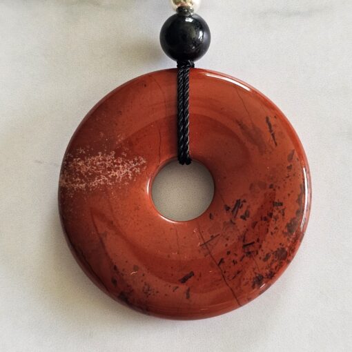 Turmalin (schwarz) -Chakra-Mala (1) mit rotem Jaspis-Donut – Bild 7