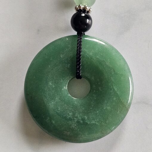 Turmalin (schwarz) -Chakra-Mala (2) mit grünem Aventurinquarz-Donut – Bild 7