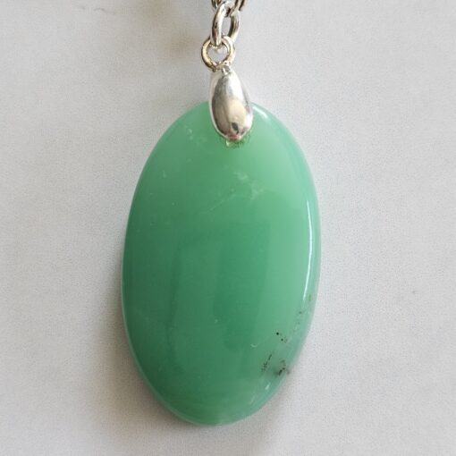 Chrysopras-Mala (6) mit Chrysopras-Anhänger (Oval) – Bild 7