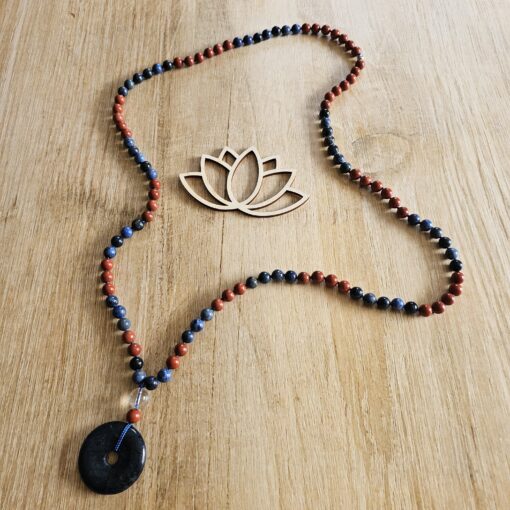 Dumortierit-Jaspis (rot) -Mala (1) mit Dumortierit-Donut und Armband – Bild 7